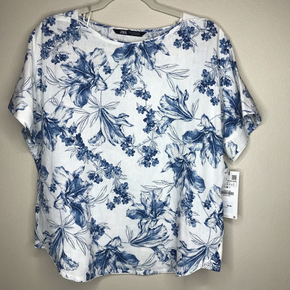 Zara Floral Linen Top